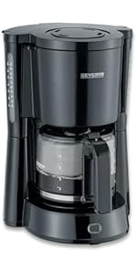 Severin KA 9575 Filter Coffee Maker in beige and black with glass jug and drip stop feature