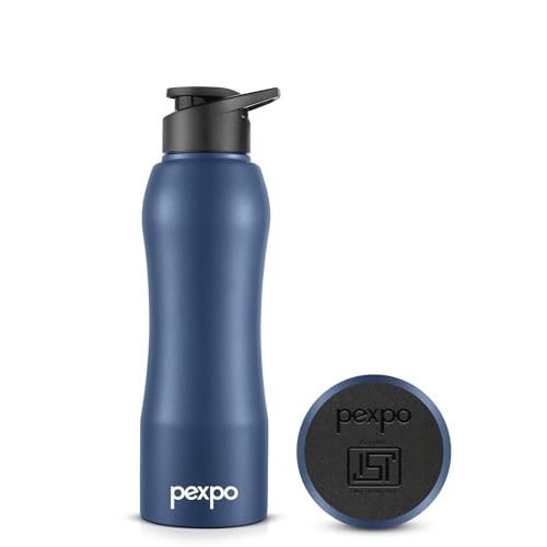 Go24 pexpo Bistro ISI Certified Stainless Steel Fridge Cooling/Sports Sipper Water Bottle 750ml, Denim Blue|Single Wall| Home, Office, Gym, School, Yoga, Trekking, Men, Women & Kids