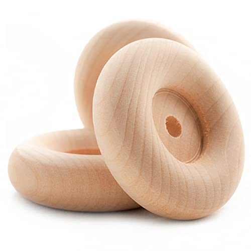 Pinehurst Crafts Wooden Toy Wheels w/Recessed Hub, 2-Inch Diameter x 5/8-Inch Thick (1/4 Inch Hole), Pack of 12