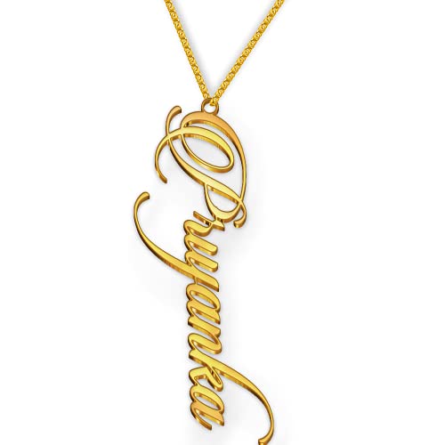 Image of Priyanka Cursive Gold & Silver Name Pendant Necklace, Best Jewelry Gift for Girls.