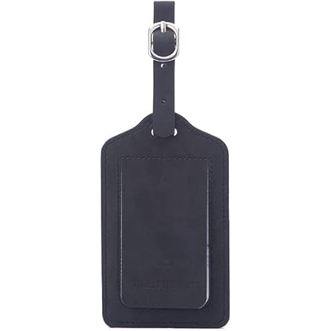 Colexy Luggage Tag Premium PU Leather Luggage Tags Cruise Luggage Tags Clear Handbag Tag Labels Cruise Luggage Tags Holders Waterproof ID Tags for Suitcases Trip, 4.33*2.76in (Black) Cover