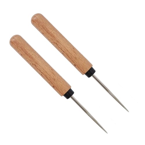 Xijobido Alène À Coudre Pour Cuir | 2 Pièces Manche En Bois - Alène De Et Perçage Pour Tissu Et Cuir - Accessoire Pour Débutants Professionnels Amateurs Adultes À La Maison En Atelier En