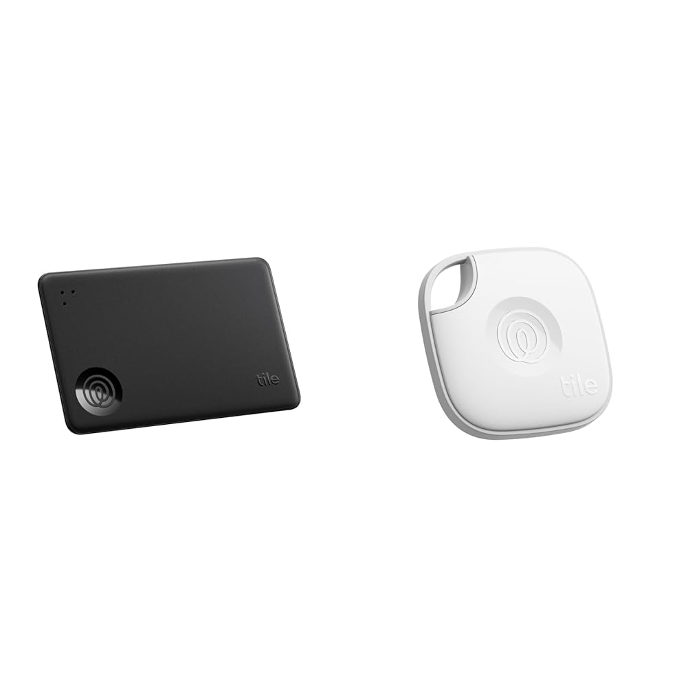 Tile by Life360 Slim (2024) – Wallet Finder, Bluetooth-Tracker und Gegenstandslokalisator für Gepäckanhänger, Pässe und Schlüssel Finder Bundle, Schwarz + Weiß