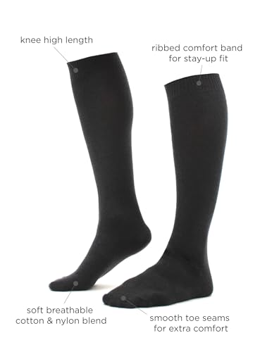 Hue Women's Flat Knit Knee High Sock, New Black, One Size US, Pack Of 3