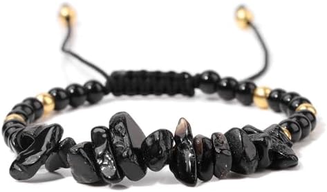 Lapislazuli Kristallsplitter Armbänder für Männer Frauen, 5–8mm Reiki-Heilung Natürliche Lapislazuli Armbänder, Verstellbare Dunkelblaue Edelstein Geflochtene Armbänder