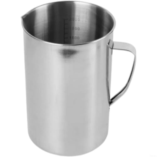 ステンレス製計量カップ 計量シリンダー 泡立てカップTasydi 耐熱 容量500〜2000ml 目盛り付き コーヒー用 ミルクティー用 業務用 (2000ML)
