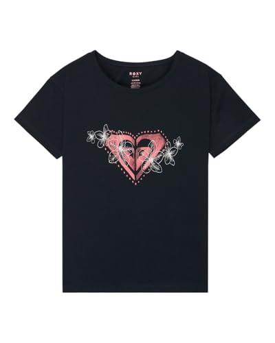 Roxy T-Shirt Fille Noir LILYREGULAR Idéal pour l'École et le Skatepark