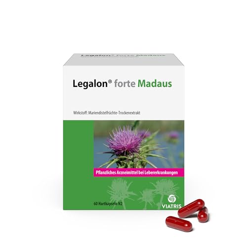 Legalon forte Madaus 60 Hartkapseln - Mariendiestel Kapseln hilft die Leber zu entgiften pflanzliches Arzneimittel unterstützt die natürliche Leberfunktion - mit 140mg Silymarin