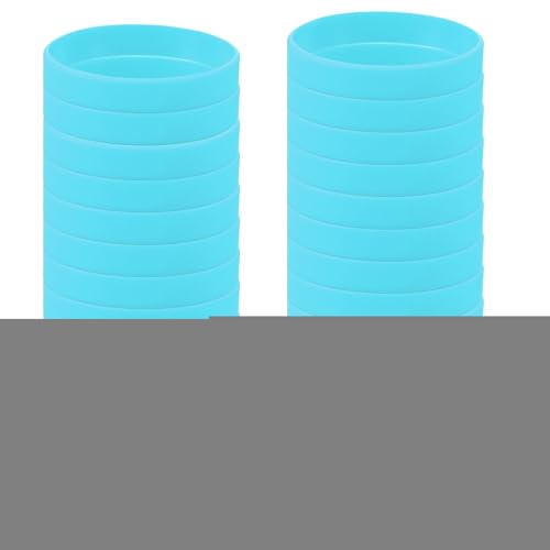 QUARKZMAN 24 Pcs Bracelets en Caoutchouc, Bracelets en Silicone Unisex Élastiques Colorés pour Sports Équipes Fêtes Ados Adultes Décorations Mode, Bleu Clair