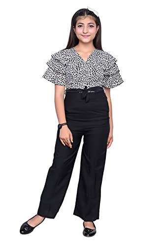 Image of Girls Flared Sleeves Printed Jumpsuit-66