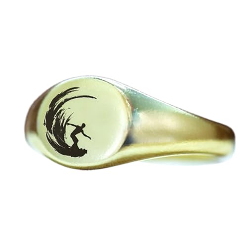 Bague vague de surfeur en argent sterling 925 plaqué or, bijou cadeau chevalière fait main