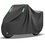 Funda para Moto Cubierta de Moto, Universal, Resistente a la Intemperie, Impermeable, Protección Solar para Exteriores, a Prueba de Desgarros, con Orificios para Candado,Negro,220cm