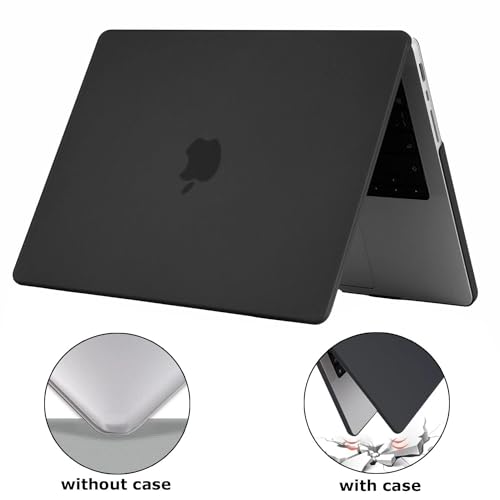 Image of EooCoo Case Compatible for MacBook Air 13.3 inch M1 2021-2018 Release,A2337 A2179 A1932 with Retina Display Touch ID,M1 Air 13 Plastic Hard Shell Cover&TPU Keyboard Skin&Screen Protector - Matte Black