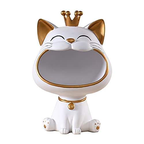 KITCISSL Dekoschale Weiß Dekorative Tabletts für Couchtisch, Einweihungsgeschenk Schmuckaufbewahrung Katze Statue Skulptur Schmuck Display Tabletts Dekoschalen Wohnzimmer Modern Cover
