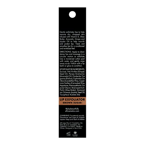 E.l.f., Lip Exfoliator, Smoothing, Conditioning, Easy To Apply, Removes Dry, Chapped Skin, Brown Sugar, Infused With Vitamin E, Shea Butter, Avocado, Grape And Jojoba Oils, 0.32 Oz #TOP5