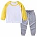 Kids Boys Girls Fall Clothes Outfits Toddler Solid Long Sleeve Crewneck Sweatshirt with Pants (A-Yellow, 18-24 Months)