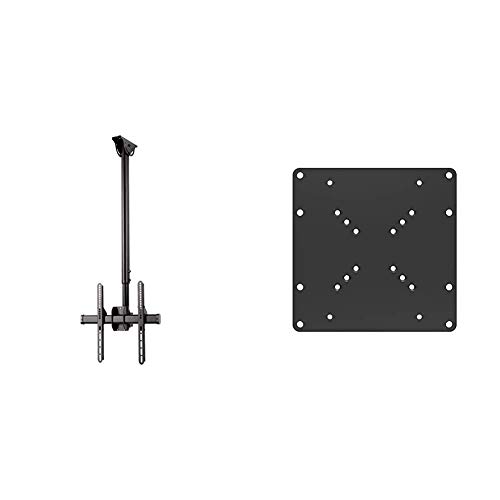 Hama TV-Deckenhalterung Schwenkbar, Neigbar (Decken Halterung höhenverstellbar, Fernsehhalterung 32-65 Zoll) schwarz & PureMounts PM-Adapt-A Universeller VESA Adapter 50x50 bis 200x200 schwarz
