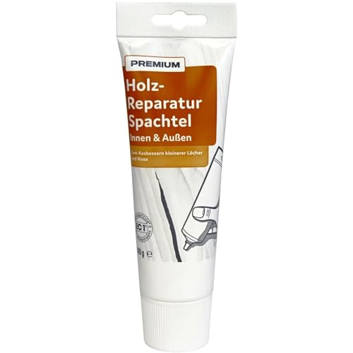 FarbenFux Premium Holzreparaturspachtel 400 g Weiß Innen Außen Löcher Risse