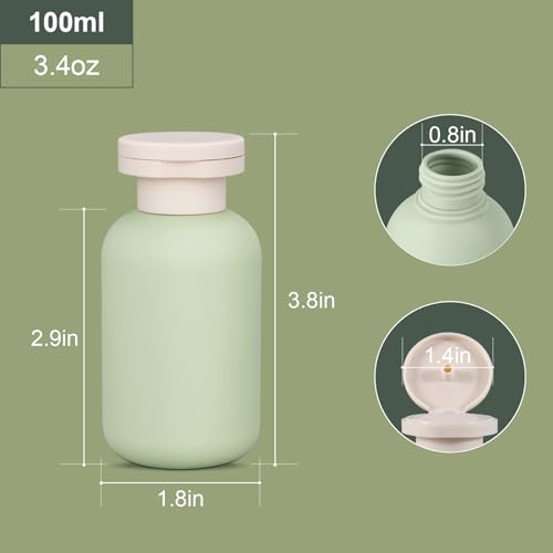 Image of ASEVAT Leak Proof Travel Bottle with Flip Cap, Shampoo and Conditioner Bottle Set, Refillable Containers for Lotion, Cream Shampoo (Green+Blue+Pink, 3.4 Ounces)