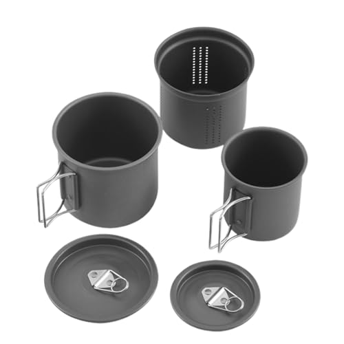 Tasses à café de camping et batterie de cuisine empilable 3 pièces en inox