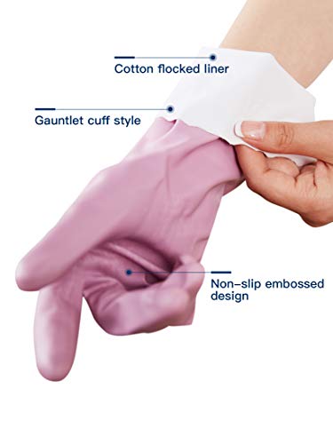 LANON 3 Pairs wahoo Skin-Friendly Dishwashing Cleaning Gloves, Reusable Kitchen Gloves, Cotton Flocked Liner, Non-Slip, Large