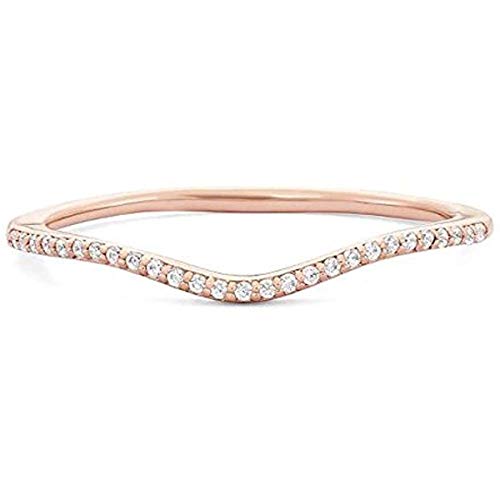 IRA 18k Rose Gold Plated 925 Sterling Silver 0.32 (Ctw) Cubic Zirconia Wedding Curved Half Eternity Band Ring for Womens