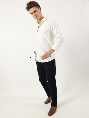 Image of Thomas Scott Men's | Self Design | Full Sleeve | Slim Fit | Polyester | Spread Collar | Casual Shirt