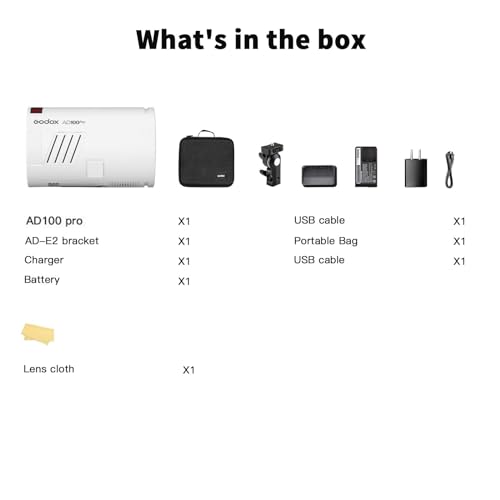 Godox Colorful AD100pro Strobe Flash Light Portable 100Ws 2600mAh Battery 2.4G Wilreless X System 1/8000 HSS 0.01-1.5s Recycling 360 Full Power Flashes Godxo AD100 for Photography Outdoor Shooting