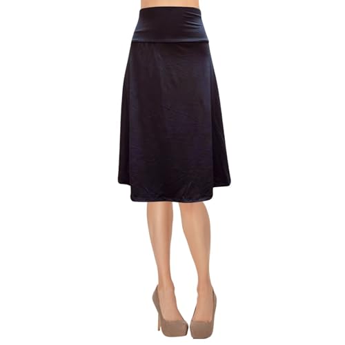 ShopMyTrend Women's A-Line Foldover Lightweight Flare Midi Pull On Closure Skirt
