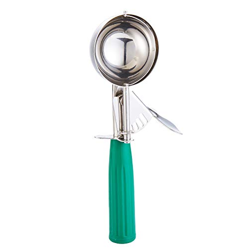 Saebye Muffin Scoop - #12 (2.75 oz) - Disher, Cookie Scoop, Ice Cream Soop - Portion Control - 18/8 Stainless Steel, Green Handle