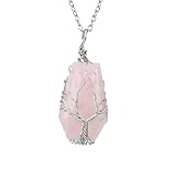 DAIJES Collar de caracol plateado con cuentas de cristal de colores naturales envuelto a mano, colgante de caracola de piedra de cristal, cristal rosa