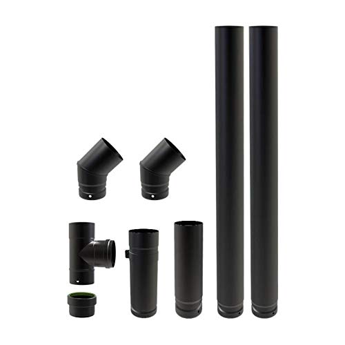 CONVESA Conduit de raccordement arriere dévoyé - Ø 80 mm - Acier - Poele a granulés - Noir