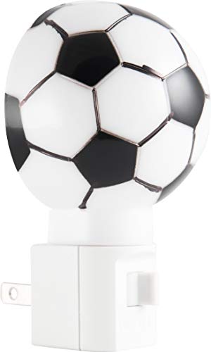 Lights By Night Plug-In Led Night Light, Soccer Ball, Fútbol, Energy Efficient, Manual On/Off, Sports Décor, Ideal For Living, Bedroom, Kid’s Room, Nursery, Hallway, Bathroom, 44937, Black And White #TOP1