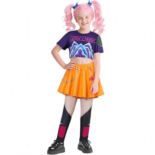 Lgandpg Kids Costume for Girls Pop Singers Fancy Dress Halloween Outfits Include T-Shirt Pants Yellow