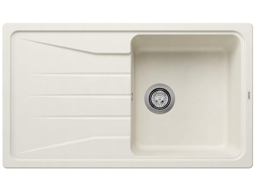 BLANCO Sona 5 S Évier en granit SILGRANIT blanc doux Type de montage : montage par le haut, réversible, pour armoires inférieures de 50 cm de large, grand...