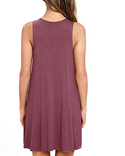 Image of Beach Bikini Swimsuit Sundress for Women Solid Plain Swimwear Cover Ups Casual Summer Dress with Pockets (Medium, Mauve)