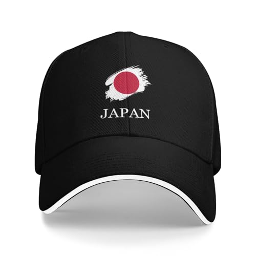 Brush Japanese Japan Flag Sandwich Cap Unisex Baseball Cap Trucker Dad Hat for Men Women Adjustable Peaked Fashion Outdoors Funny Golf Sunhat Black