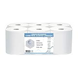 ⇨ Doble capa 100% celulosa BLANCO PLATA Blancoplata - Bobina Papel secamanos Mecha Laminada Pasta Pura Doble Capa - 6 Unidades 130 Metros y 433 Servicios por Rollo