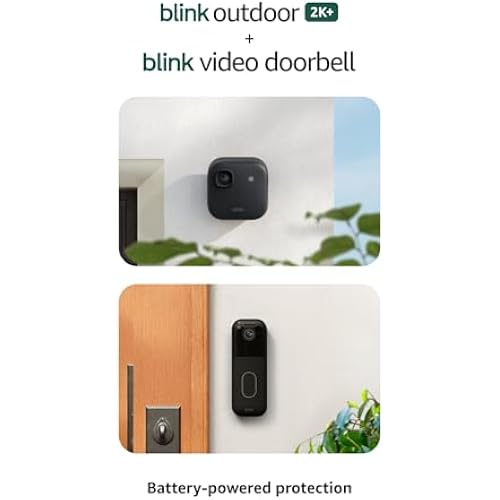 Blink Outdoor 2K+ and Video Doorbell – Two-year battery life, smart detection, Sync Module Core included – 2 Cameras + Video Doorbell (Black)