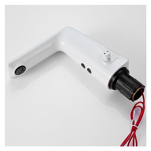 Grifo inteligente de lavabo manos libres con sensor automático de latón blanco 2