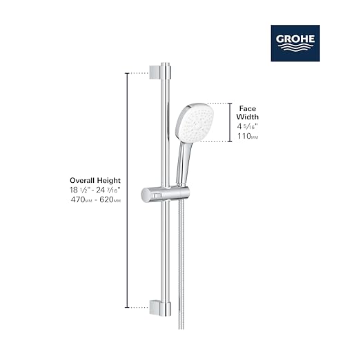 GROHE 26906EN2 Tempesta 24-Inch Shower Rail Set, 3-Spray, Square, 1.75 GPM, Brushed Nickel by GROHE - Image 4