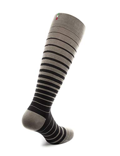 Image of Relaxsan FANCY 810-02 (Graphite, Sz.XL) STRIPED pattern unisex Cotton socks graduated compression 15-20 mmHg, 100% Made in Italy