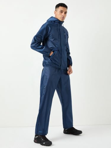 Image of Wildcraft Men Rain Jacket | Hooded Waterproof Design With Adjustable Drawstring & Elasticated Cuffs | 100% Polyester Breathable Fabric For Monsoon Travel & Daily Wear