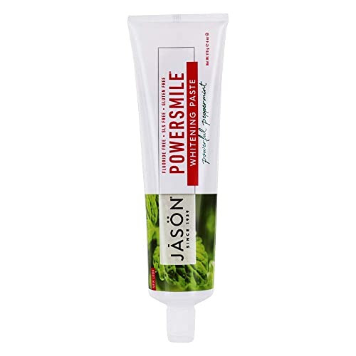 Jason Powersmile Whitening Fluoride-Free Toothpaste, Powerful Peppermint, 6 Ounce Tube #TOP1