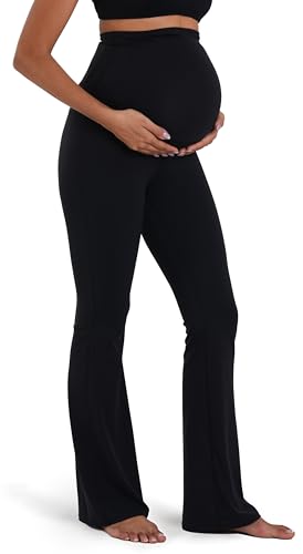 Sunzel - Sunvalix Maternity Flare Leggings with Pockets – Ultra-Soft Over The Belly Pregnancy Yoga Pants for Workout&Lounge Wear, 32 Inseam Black Large - Best Deal on Amazon