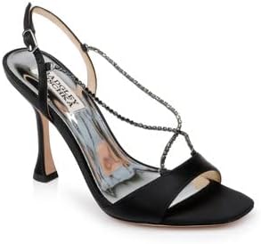 Badgley Mischka Women's Neville Heeled Sandal, Black Satin, 7 | Image 1