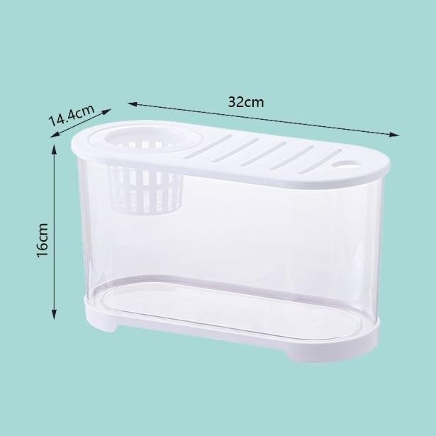 Fish Aquarium Tank Desktop Aquarium with White Breathable Multifunctional Lid HD Transparent Small Acrylic Aquarium Goldfish Aquarium Small Fish Breeding Tanks Aquarium Tank(32cm*14.4cm*16cm)
