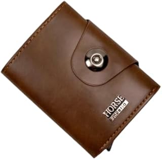 Genuine Leather Card Wallet for Men and Women, Size 10 * 8 cm, Wallet with 5 Inner Card Pockets for Small Size by Fox Casual (Black Grain)