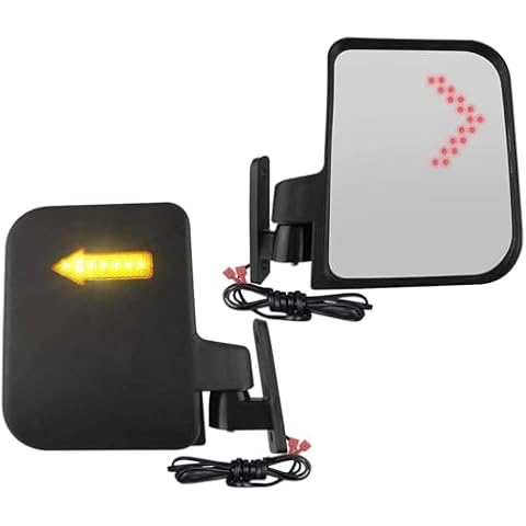 Golf Cart Side Mirrors with LED Turn Signal Light Cover