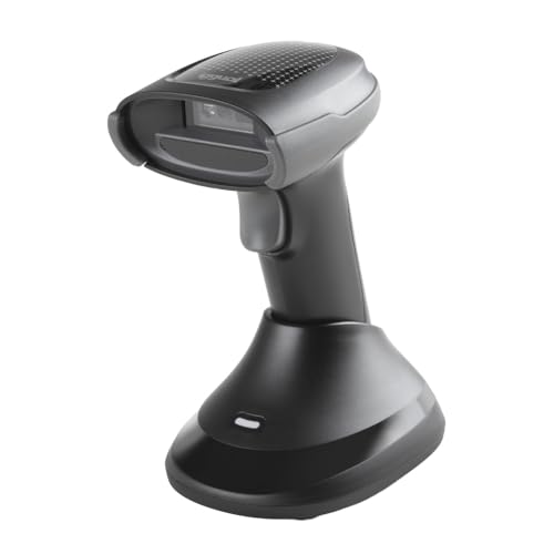 iggual-Lector de Códigos de Barras 1D y 2D Inalámbrico con Base de Carga - Bluetooth, WiFi 2.4G, USB - Escáner Portátil 200 esc/s, 90 m Alcance, Batería 2000 mAh - Uso Comercial e Industrial